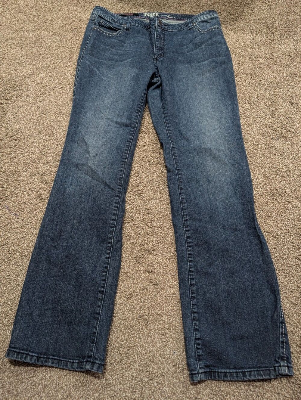 Rock 47 by Wrangler Women’s Jeans 36x31 Low Rise Bootcut Bling Pockets *READ
